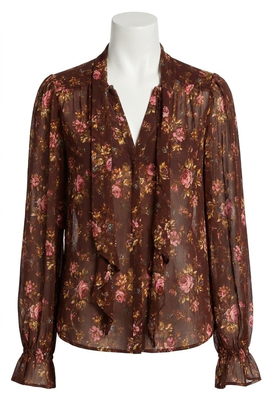 NEW PAIGE clemency blouse in rosewood multi